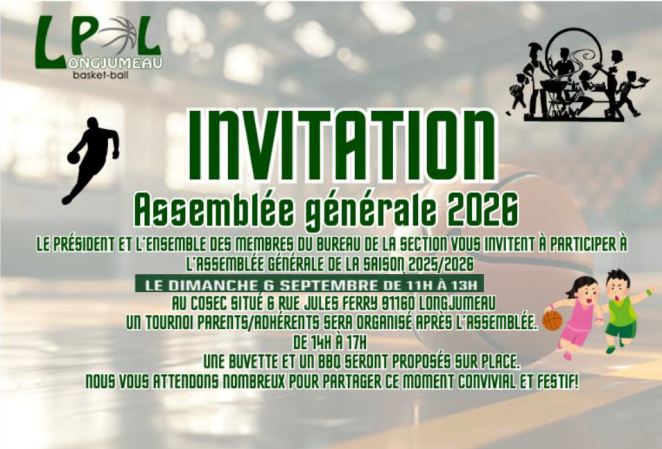 Assemblée Générale: Dimanche 6 septembre 2026